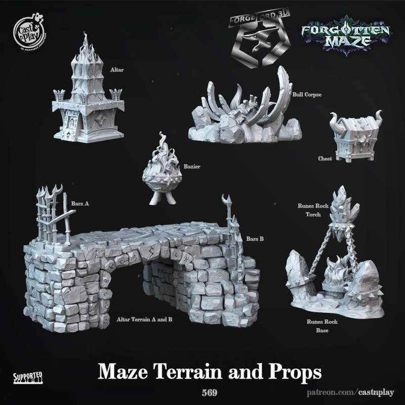 Maze-Terrain-And-Props-CastNPlay-echoe-of-life-Collection--fantasy-tabletop-RPG-3D-miniatures
