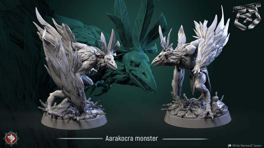 Aarakocra-monster-32mm-figurines-fantasy-tabletop-RPG-3D-miniatures-white-werewolf-tavern