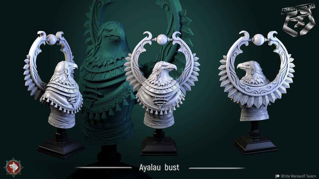 Ayalau-bust-75mm-figurines-fantasy-tabletop-RPG-3D-miniatures-white-werewolf-tavern