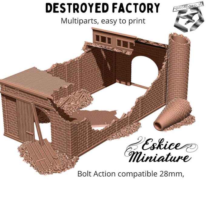 destroyed-Factory-Decor-3dminiatures-decor-Eskice-Miniature-historical-WW-II-1
