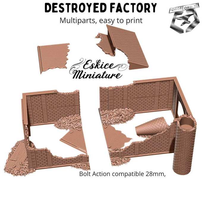 destroyed-Factory-Decor-3dminiatures-decor-Eskice-Miniature-historical-WW-II-2