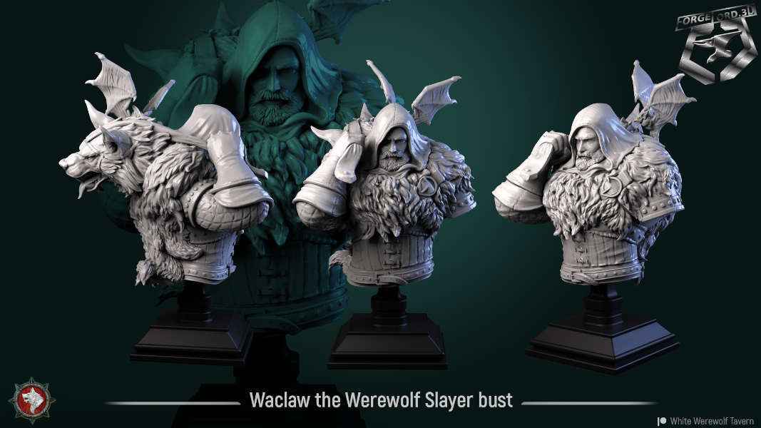 Waclaw-the-Werewolf-Slayer-bust-75mm-figurines-fantasy-tabletop-RPG-3D-miniatures-white-werewolf-tavern