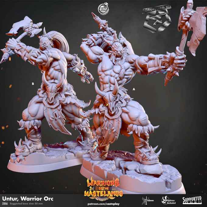 Untur,Warrior-Orc-CastNPlay-Warriors-of-the-Wastelands-Collection--fantasy-tabletop-RPG-3D-miniatures