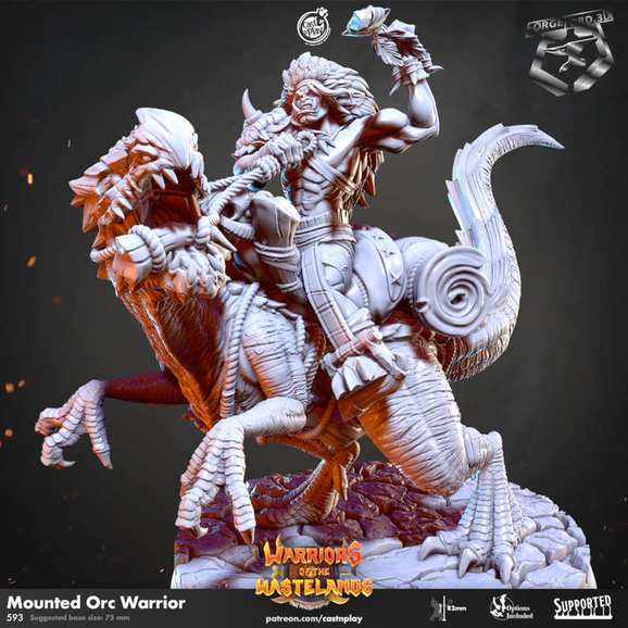 Mounted-Orc-Warrior-CastNPlay-Warriors-of-the-Wastelands-Collection--fantasy-tabletop-RPG-3D-miniatures