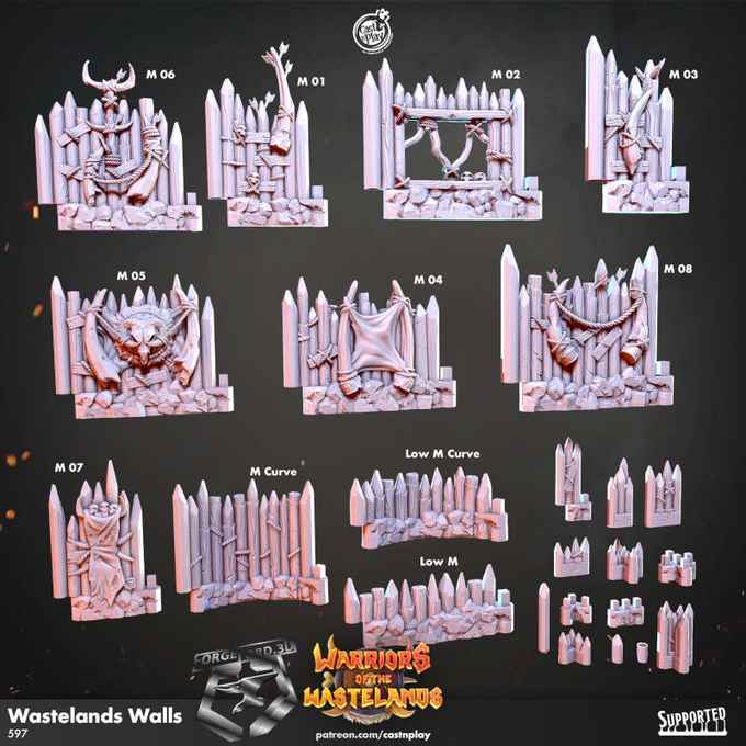 Wastelands-Walls-CastNPlay-warriors-of-the-wastelands-Collection--fantasy-tabletop-RPG-3D-miniatures