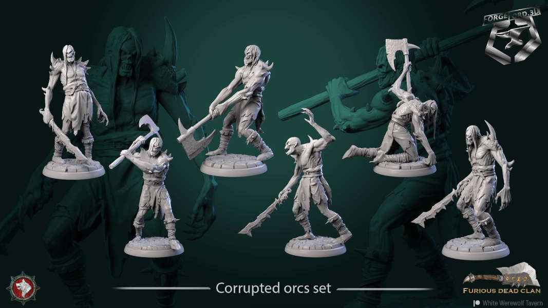 Corrupted-orcs-set-32mm-figurines-fantasy-tabletop-RPG-3D-miniatures-white-werewolf-tavern