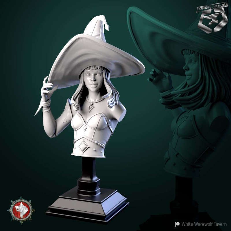 The-Halloween-Witch-bust-75mm-figurines-fantasy-tabletop-RPG-3D-miniatures-white-werewolf-tavern