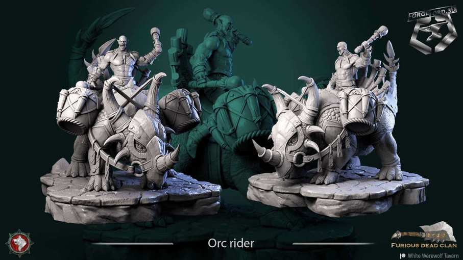 Orc-rider-32mm-figurines-fantasy-tabletop-RPG-3D-miniatures-white-werewolf-tavern