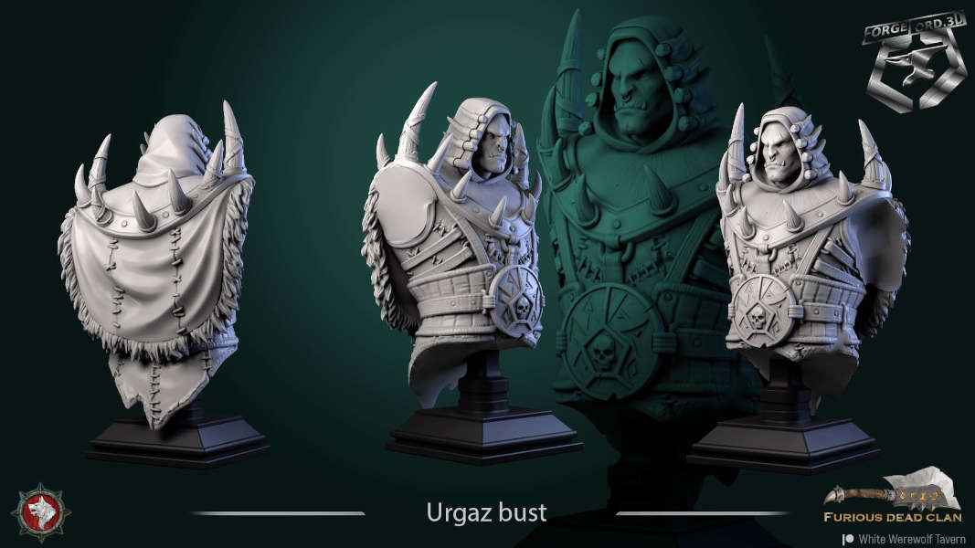 Urgaz-bust-75mm-figurines-fantasy-tabletop-RPG-3D-miniatures-white-werewolf-tavern