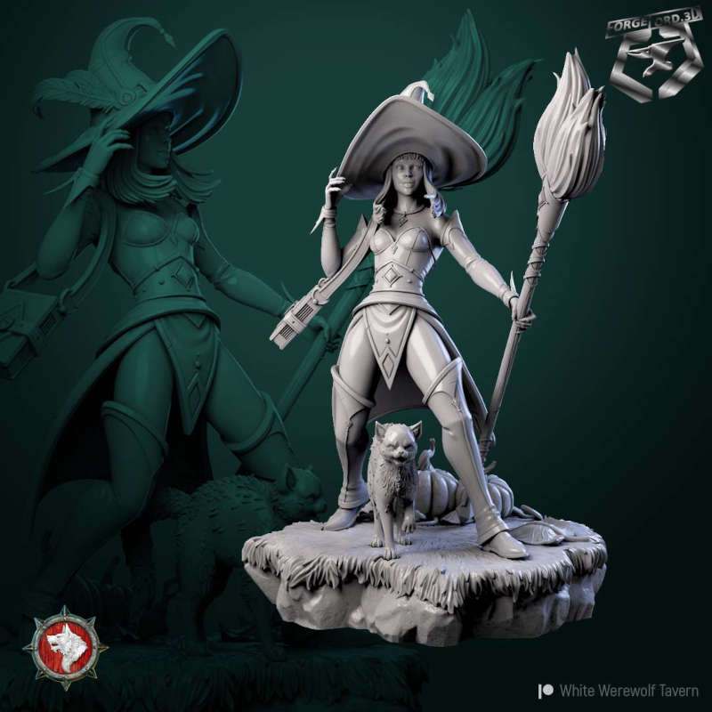 The-Halloween-Witch-statue-75mm-figurines-fantasy-tabletop-RPG-3D-miniatures-white-werewolf-tavern