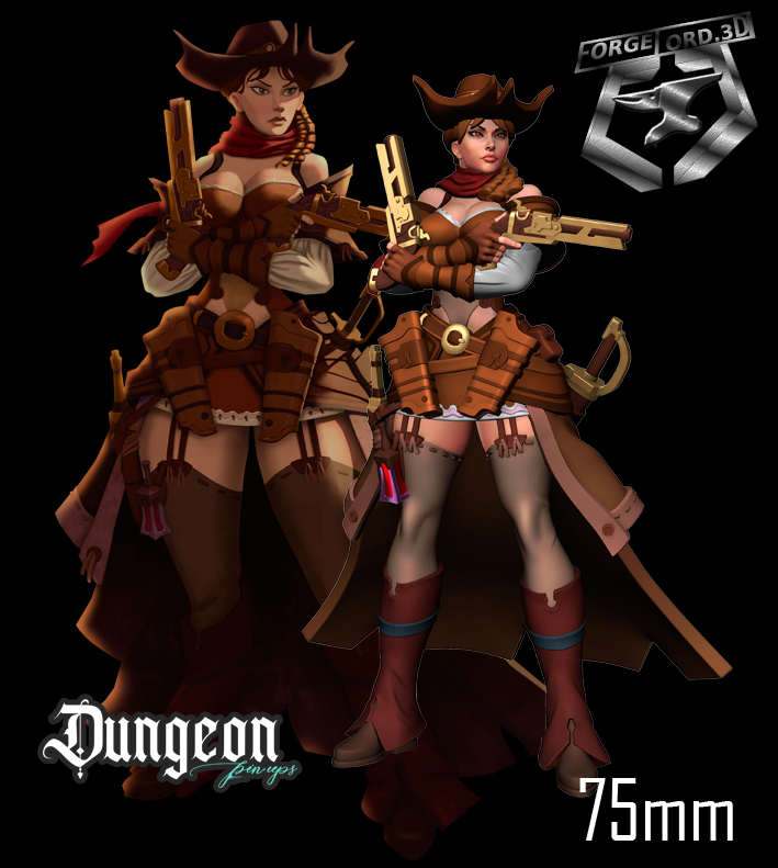 Gunslinger-statue-75mm-RN-Estudio-figurines-fantasy-tabletop-RPG-3D-miniatures
