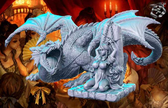 Maid-and-dragon-RN-Estudio--figurines-fantasy-tabletop-RPG-3D-miniatures
