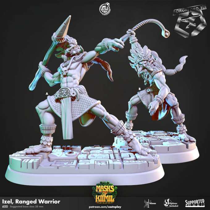 Izel,-Ranged-Warrior-CastNPlay-masks-of-kiimil-Collection--fantasy-tabletop-RPG-3D-miniatures