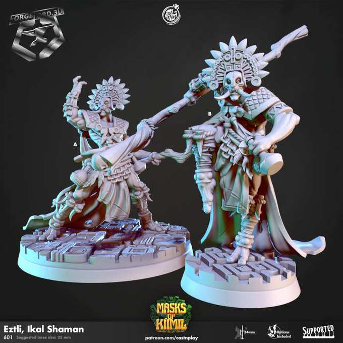 Eztli,-Ikal-Shaman-CastNPlay-masks-of-kiimil-Collection--fantasy-tabletop-RPG-3D-miniatures