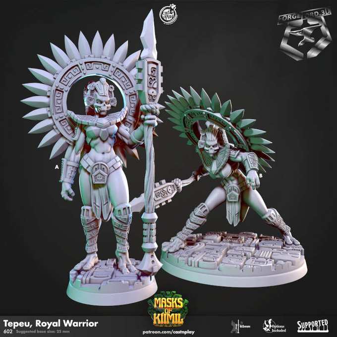 Tepeu,-Royal-Warrior-CastNPlay-masks-of-kiimil-Collection--fantasy-tabletop-RPG-3D-miniatures