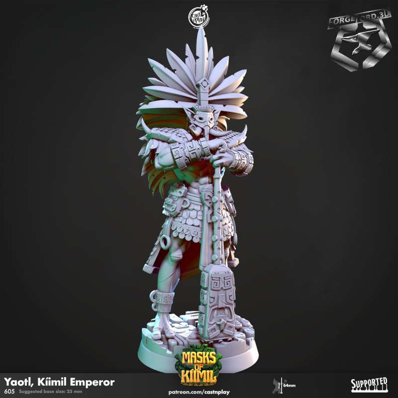 Yaotl-Kiimil-Emperor-CastNPlay-masks-of-kiimil-Collection--fantasy-tabletop-RPG-3D-miniatures