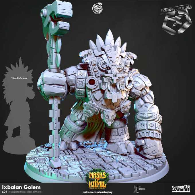 Ixbalan-Golem-CastNPlay-masks-of-kiimil-Collection--fantasy-tabletop-RPG-3D-miniatures