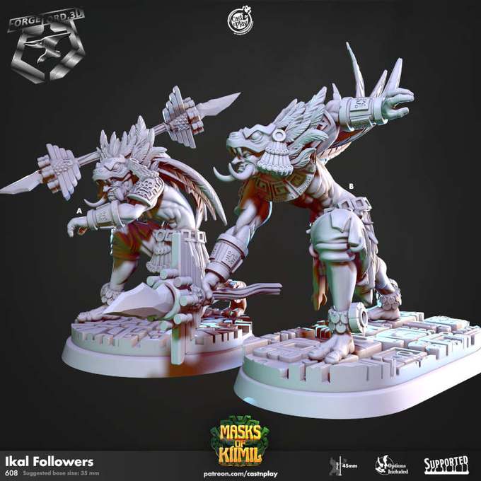 Ikal-Followers-CastNPlay-masks-of-kiimil-Collection--fantasy-tabletop-RPG-3D-miniatures