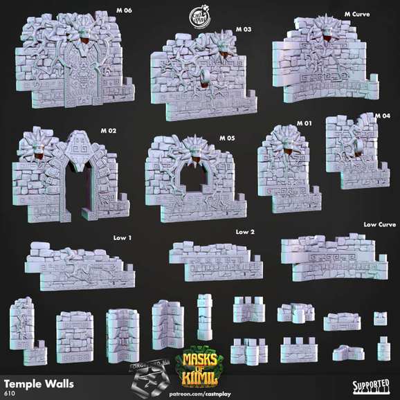 Temple-Walls-Walls-CastNPlay-masks-of-kiimil-Collection--fantasy-tabletop-RPG-3D-miniatures