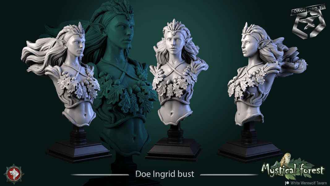 Doe-Ingrid-bust-75mm-figurines-fantasy-tabletop-RPG-3D-miniatures-white-werewolf-tavern
