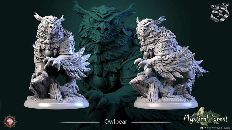 Owlbear-32mm-figurines-fantasy-tabletop-RPG-3D-miniatures-white-werewolf-tavern