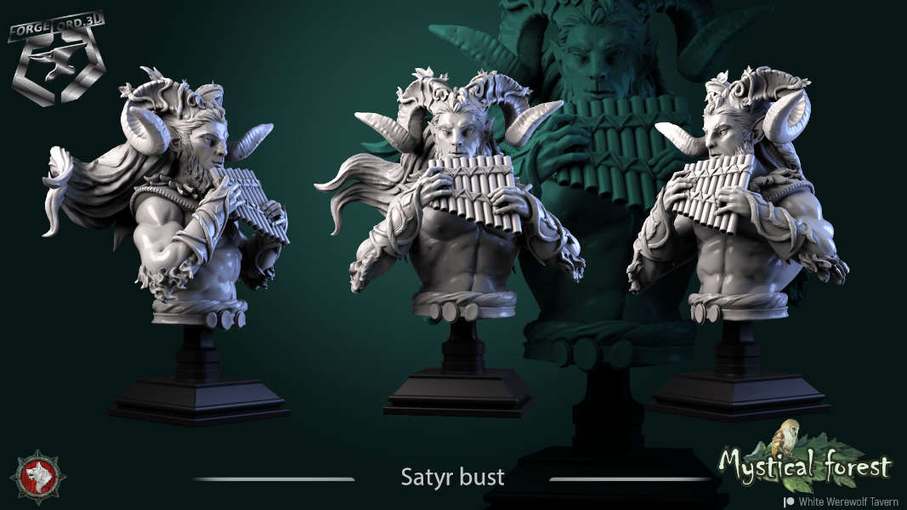 Satyr-bust-75mm-figurines-fantasy-tabletop-RPG-3D-miniatures-white-werewolf-tavern