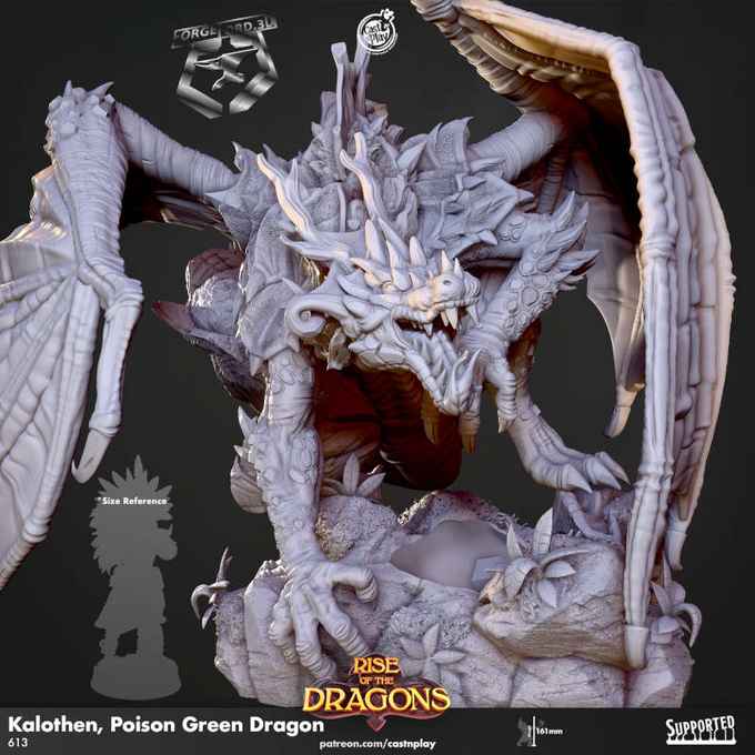 Kalothen,-Poison-Green-Dragon-CastNPlay-Rise-of-the-dragons-Collection--fantasy-tabletop-RPG-3D-miniatures