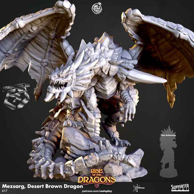 Mezsarg,-Desert-Brown-Dragon-CastNPlay-Rise-of-the-dragons-Collection--fantasy-tabletop-RPG-3D-miniatures