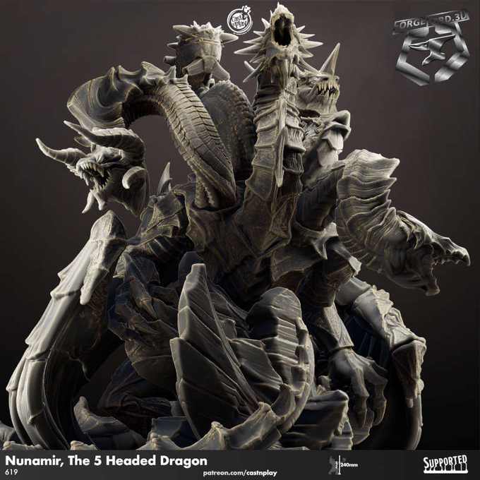 Nunamir,-The-5-Headed-Dragon-CastNPlay-Rise-of-the-dragons-Collection--fantasy-tabletop-RPG-3D-miniatures