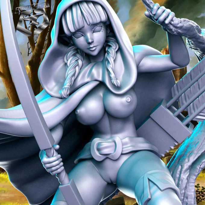 Arquera-nude-RN-Estudio--figurines-fantasy-tabletop-RPG-3D-miniatures