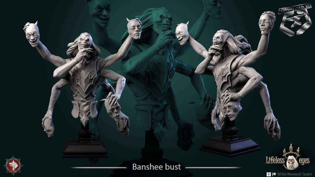 Banshee-bust-75mm-figurines-fantasy-tabletop-RPG-3D-miniatures-white-werewolf-tavern