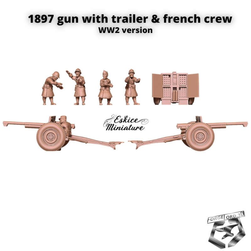 WWII-french-1897-Gun-with-trailer-and-crew-28mm-Figurines-3D-miniatures-Eskice-Miniature-historical-2