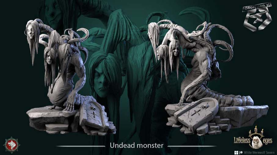 Undead-monster-32mm-figurines-fantasy-tabletop-RPG-3D-miniatures-white-werewolf-tavern