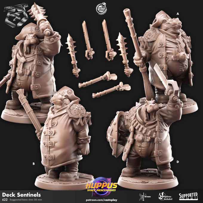 Deck-Sentinels-CastNPlay-hupus-space-mercenaries-Collection--fantasy-tabletop-RPG-3D-miniatures