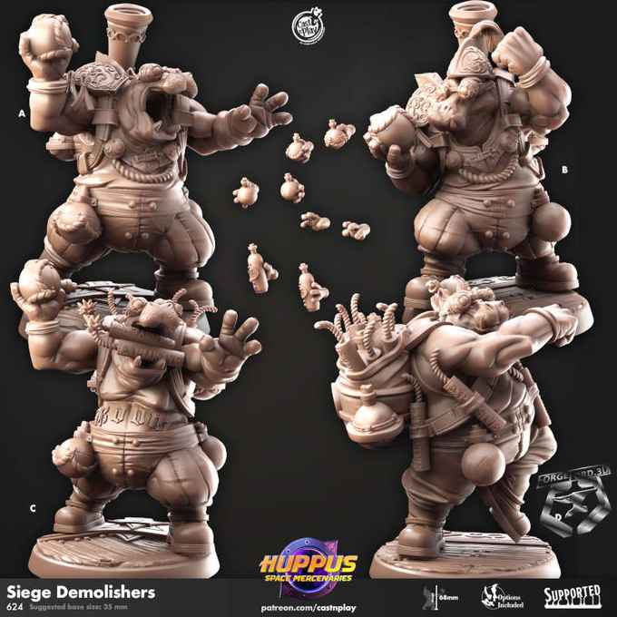 Siege-Demolishers-CastNPlay-hupus-space-mercenaries-Collection--fantasy-tabletop-RPG-3D-miniatures