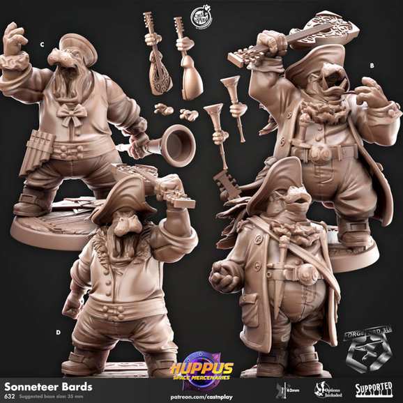 Sonneteer-Bardss-CastNPlay-hupus-space-mercenaries-Collection--fantasy-tabletop-RPG-3D-miniatures