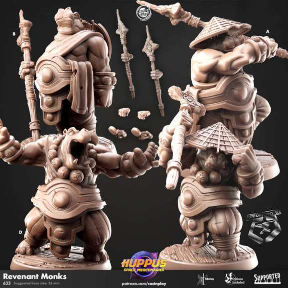 Revenant-Monks-CastNPlay-hupus-space-mercenaries-Collection--fantasy-tabletop-RPG-3D-miniatures