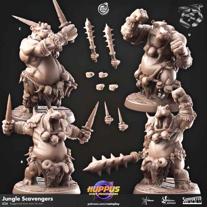 Jungle-Scavenger-CastNPlay-hupus-space-mercenaries-Collection--fantasy-tabletop-RPG-3D-miniatures
