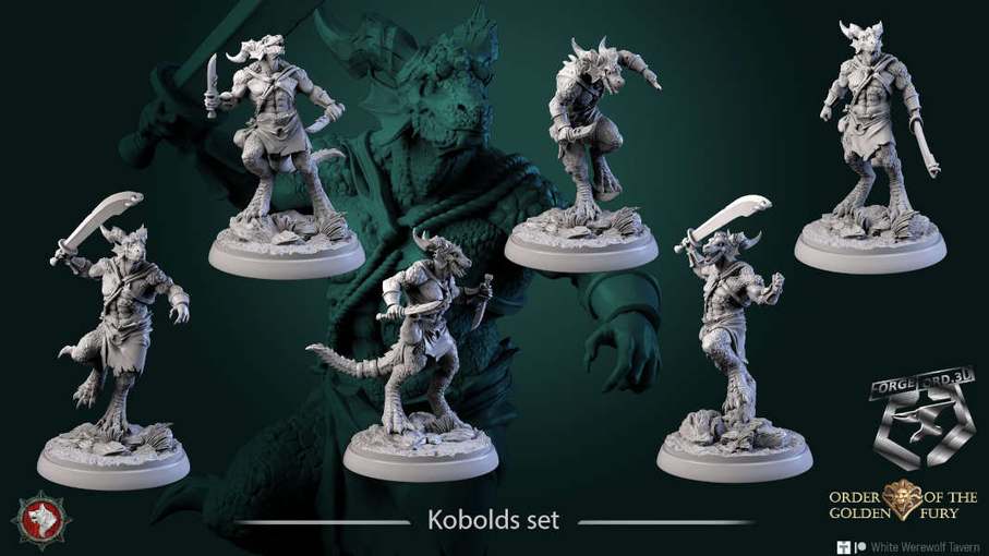 Kobolds-set-32mm-figurines-fantasy-tabletop-RPG-3D-miniatures-white-werewolf-tavern