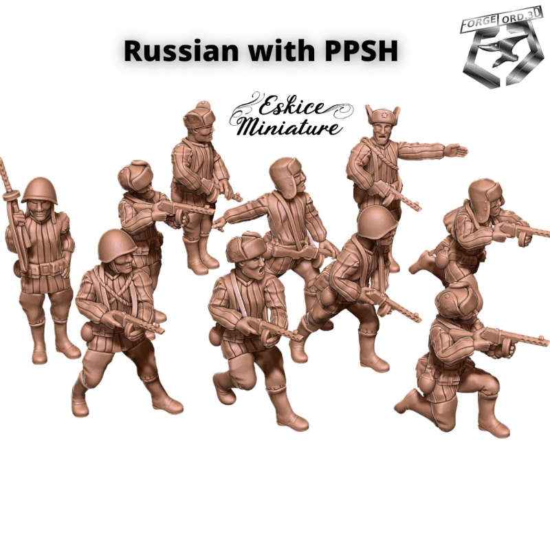russian-with-ppsh-WWII-Figurines-3D-miniatures-Eskice-Miniature-historical-1