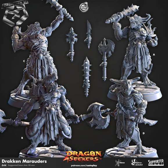 Drakken-Marauders-CastNPlay-Dragon-seekers-Collection--fantasy-tabletop-RPG-3D-miniatures
