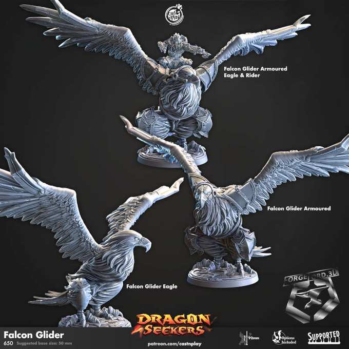 Falcon-Glider-CastNPlay-Dragon-seekers-Collection--fantasy-tabletop-RPG-3D-miniatures