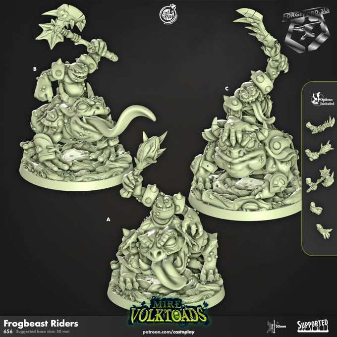 Frogbeast-Riders-CastNPlay-mire-volktoads-Collection--fantasy-tabletop-RPG-3D-miniatures