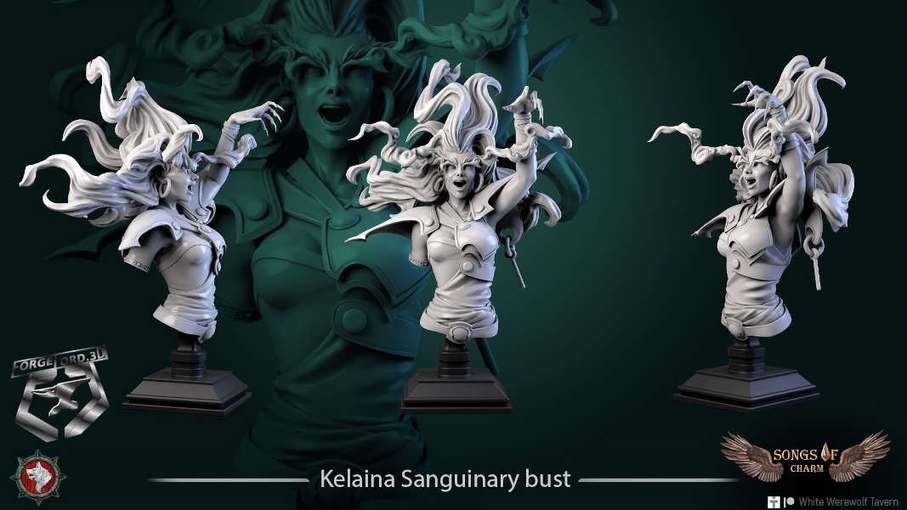 Kelaina-Sanguinary-bust-75mm-figurines-fantasy-tabletop-RPG-3D-miniatures-white-werewolf-tavern
