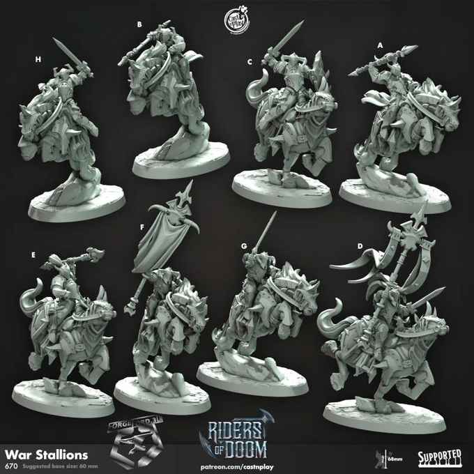 War-Stallions-CastNPlay-riders-of-doom-Collection--fantasy-tabletop-RPG-3D-miniatures