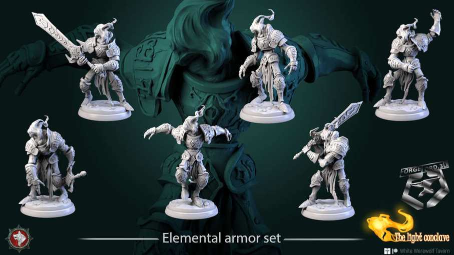 Elemental-armor-set-32mm-figurines-fantasy-tabletop-RPG-3D-miniatures-white-werewolf-tavern