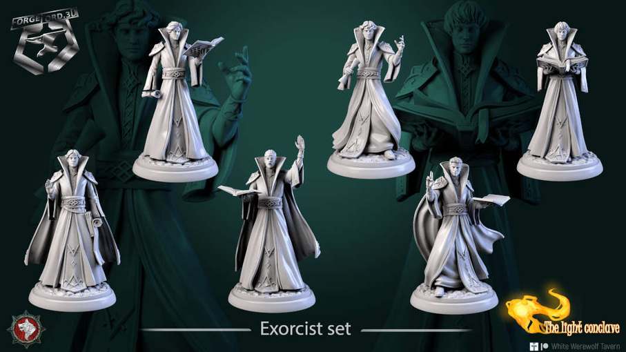 Exorcist-set-32mm-figurines-fantasy-tabletop-RPG-3D-miniatures-white-werewolf-tavern