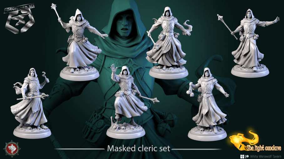Masked_cleric-set-32mm-figurines-fantasy-tabletop-RPG-3D-miniatures-white-werewolf-tavern