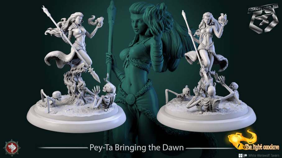 Pey-Ta Bringing the Dawn exorcist mage-statue-75mm-figurines-fantasy-tabletop-RPG-3D-miniatures-white-werewolf-tavern