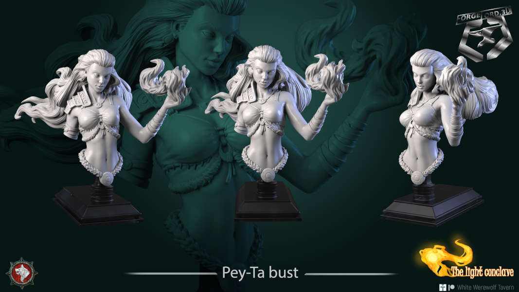 Pey-Ta-bust-75mm-figurines-fantasy-tabletop-RPG-3D-miniatures-white-werewolf-tavern
